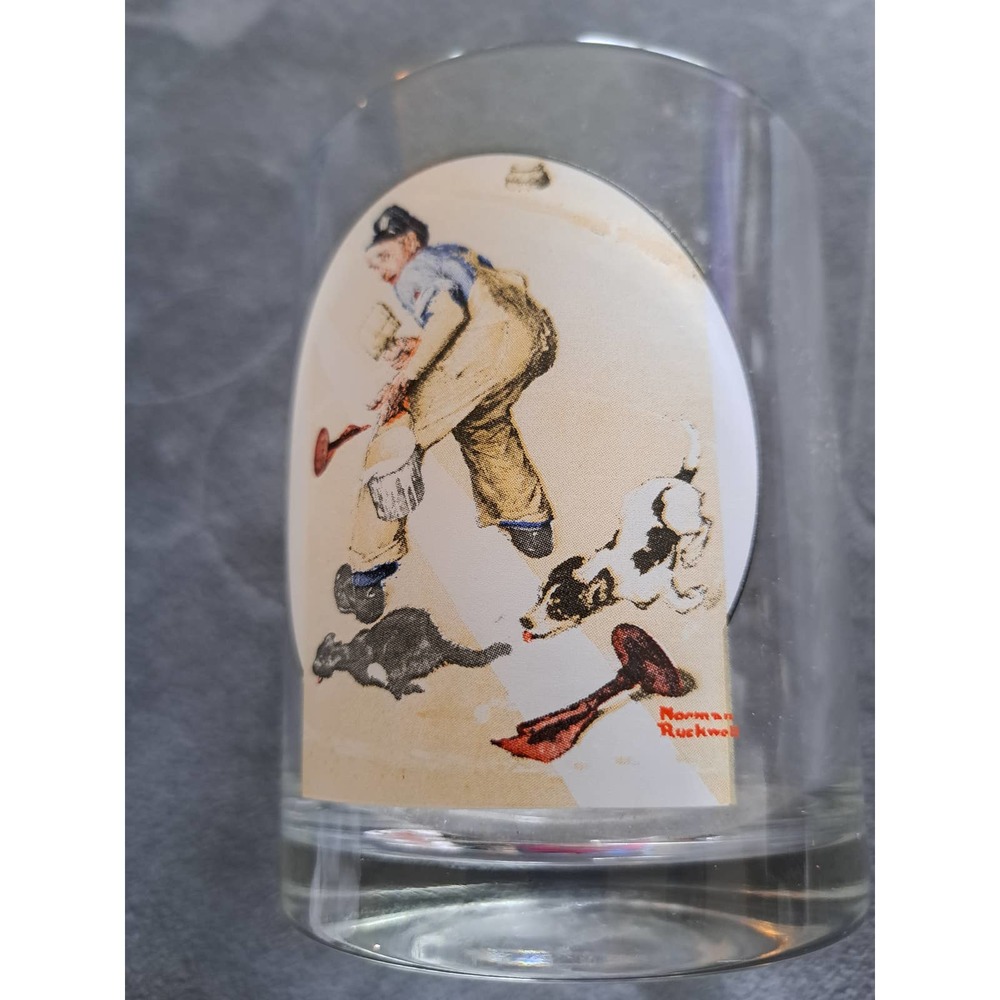 Norman Rockwell "The Saturday Evening Post" Drinking Glass "The Chase” 1937